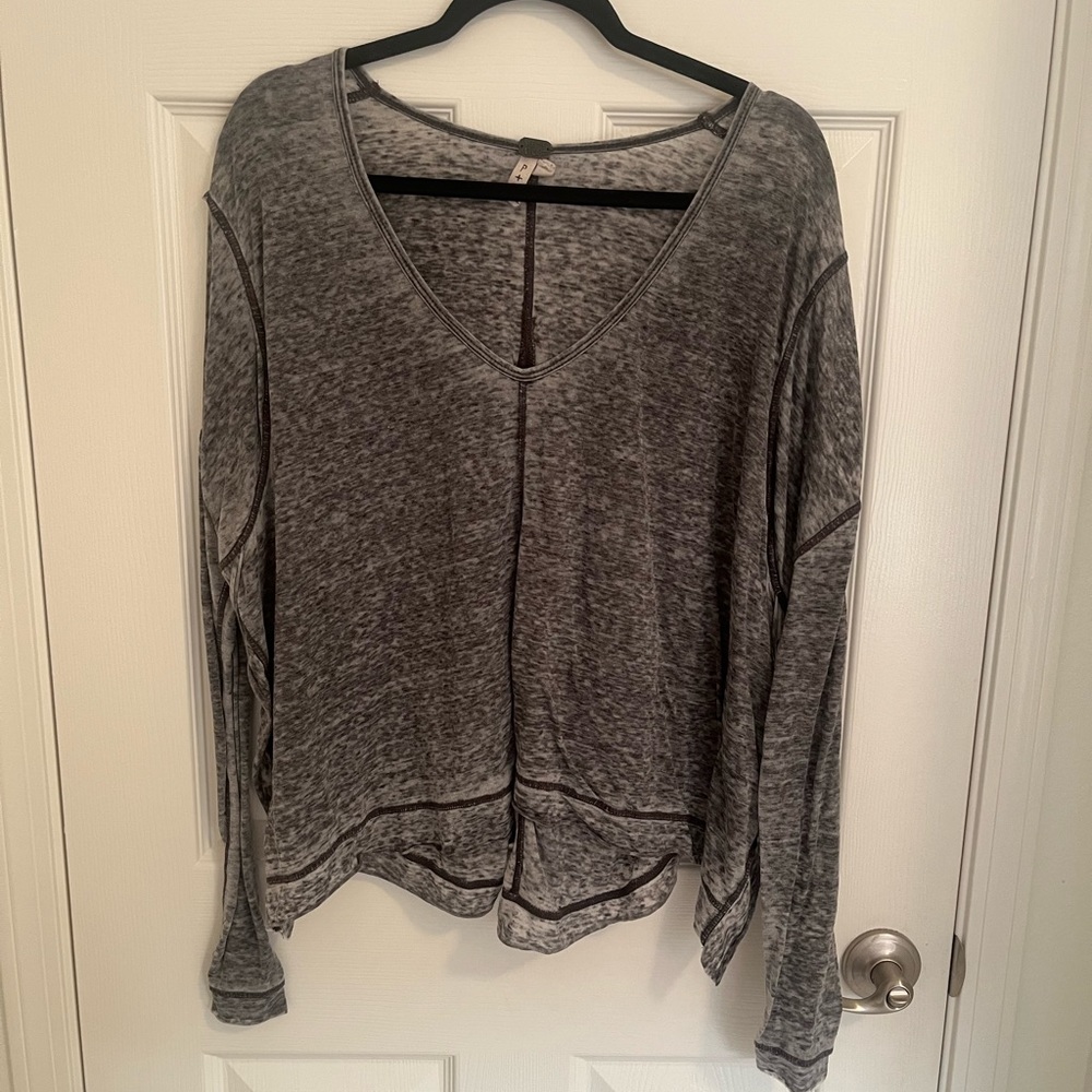 free people oversized grey long sleeve tee